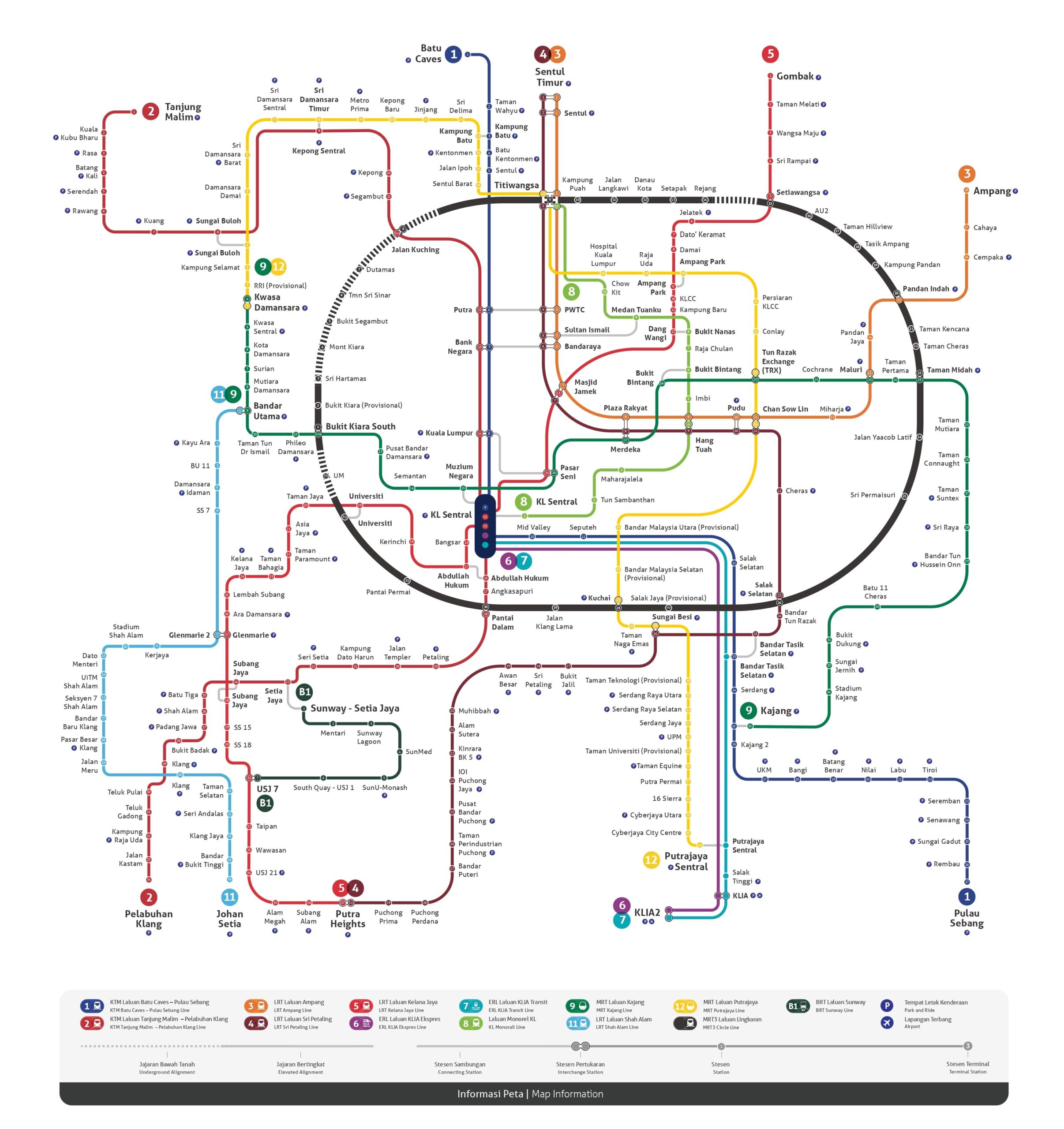 KL Monorail Route Map with all stations