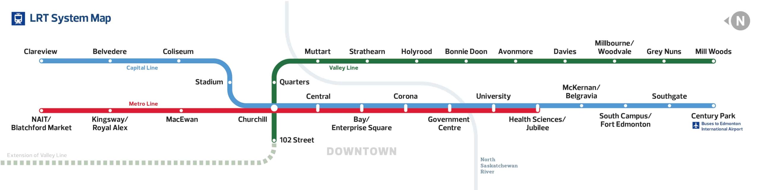 Capital Line Edmonton Line Route Map with Stations